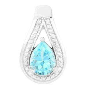 Unheated Natural 9X7mm Sky Blue Topaz Single Gem In Silver 925 Pendant